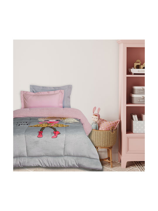 Das Home Παιδικό Κουβερτοπάπλωμα Μονό με Γέμιση Hollowfiber Fashion Girl Grey, Pink 160x220εκ. Das Home Παιδικό Κουβερτοπάπλωμα Μονό με Γέμιση Hollowfiber Fashion Girl Grey, Pink 160x220εκ.