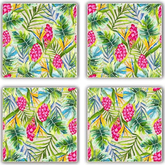 Hermia Coaster Stone Multicolour 10x10cm 4pcs