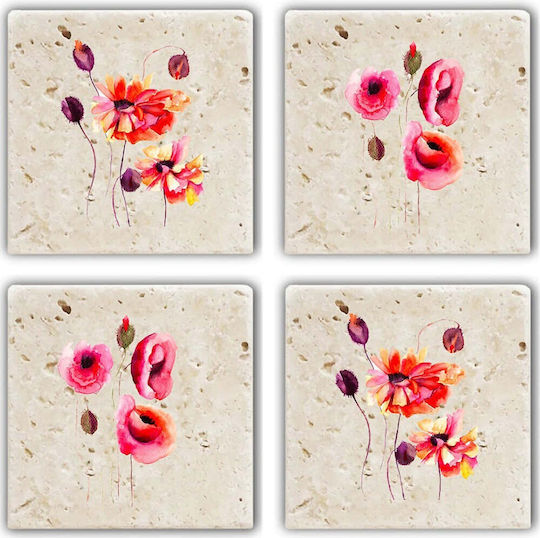 Hermia Untersetzer Stein Mehrfarbig 10x10cm 4Stück
