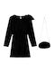 Children's Dress Long Sleeve Velvet Black, Silver
