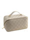 Flippy Geantă De Călătorie Neseser Cosmetică Portabilă Impermeabilă Din Piele Eco Cu Compartimente Multiple Și Fermoar 22 X 13 X 12.5 Cm Alb În Carouri