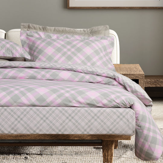 Das Home Сет Чаршафи с Ластик 170x200+35см. Casual 5436 Mint, Pink 4бр