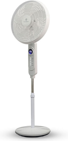 HomeVero Pedestal Fan 45W with 40cm Diameter Remote Control White
