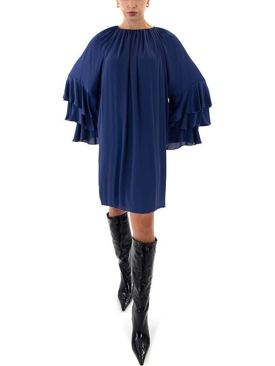 Mini Abendkleid mit Rüschen Blau