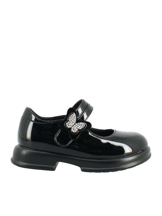 Kids Anatomic Ballerinas with Hoop & Loop Closure Black