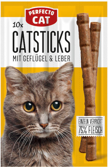 Perfecto Cat Лакомства на пръчка с Пилешко / Черен дроб за Възрастни котки 10бр 5гр