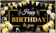Banner Fotografie De Fundal Flippy Canvas Happy Birthday To You Design 185 X 110 Cm Sfoară 6 M Atașare În 4 Colțuri Negru Auriu