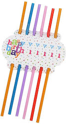 Set 6 Straws Flippy Happy Birthday Collection 26 Cm Cardboard Plastic Multicolor Set 6 Straws Flippy Happy Birthday Collection 26 Cm Cardboard Plastic Multicolor