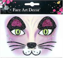 Sticker Temporar pentru Față Flippy Machiaj Artă pe Față Halloween Teatru Design Pisică Mov Sticker Temporar pentru Față Flippy Machiaj Artă pe Față Halloween Teatru Design Pisică Mov