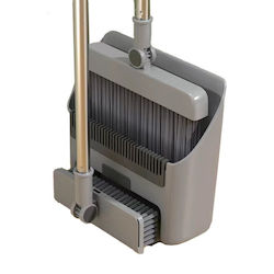 Flippy Broom Brush Dustpan Handle 3 In 1 Set Comb Teeth Broom Cleaning Rotating Foldable Detachable Stainless Steel Polypropylene Dark Gray