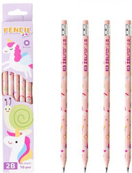 Set 10 Schwarze Bleistifte Flippy 2b Schulschüler Radiergummi Rosa Einhorn Design Set 10 Schwarze Bleistifte Flippy 2b Schulschüler Radiergummi Rosa Einhorn Design