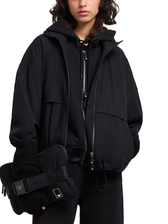 Long Women's Sweatshirt Jacket Hooded Black