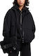 Long Women's Sweatshirt Jacket Hooded Black