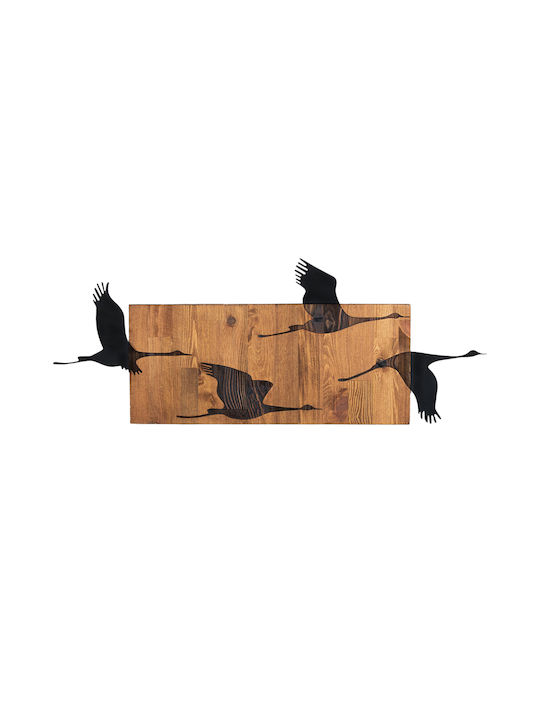 Homemarkt Wall Decor Birds Hm4812-leaves Metal Black-wood 90.5x3 Depth X34 5pcs