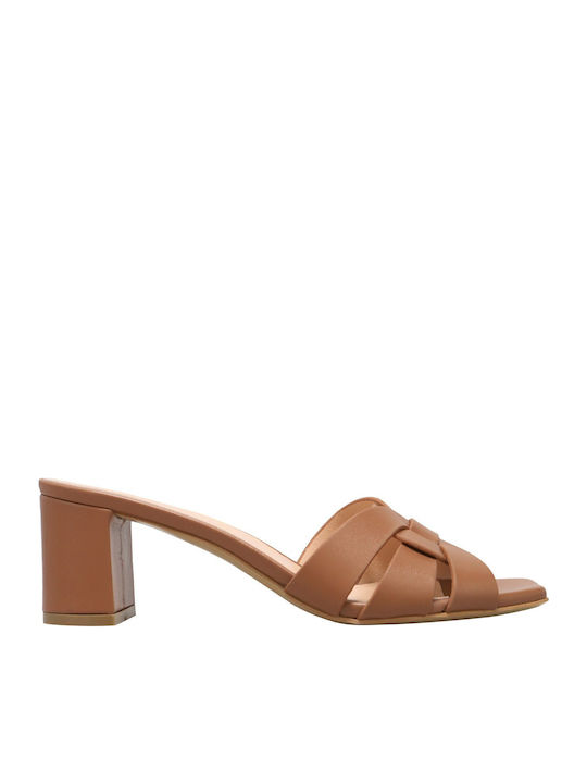 Haralas Leather Mules Tabac Brown 16959