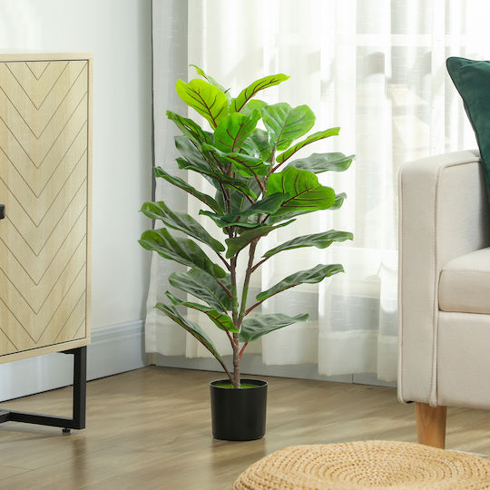 Homcom Τεχνητό Φυτό Ficus Lyrata Ύψους 80 Εκ Εσωτερικούς Χώρους Γλάστρα Διακόσμηση Σπίτι Γραφείο Πράσινο 83c-056v00gn