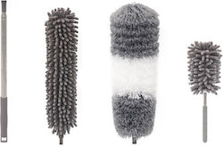 Microfiber Cleaning Mop Flippy Set 3 Detachable Heads Microfiber Mop Duster Brush Mini Brush Extendable Handle Eva Packaged In Zipper Bag Gray