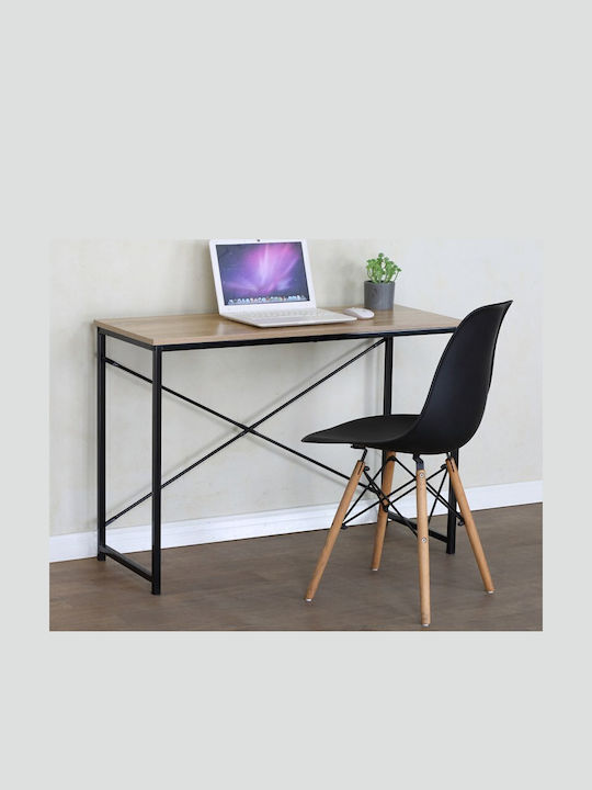 Desk Bailon Wooden Oak, Μαύρο with Metal Legs 100x40x70cm