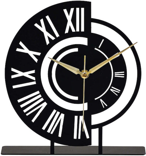 Tabletop Clock Ruota 901lmn1154 23x4x24cm Black Aberto Design Metal