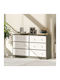 Wooden & Metallic Chest of Drawers Λευκό Και Γκρι with Fabric Coating 114x30x70cm