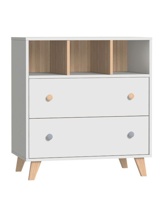 Colette Βρεφική Συρταριέρα με 2 Συρτάρια Λευκή 86x48x92cm