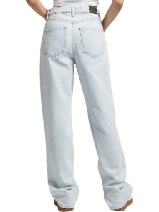 Hoch tailliert Damenjeans in Lockerer Passform Denim