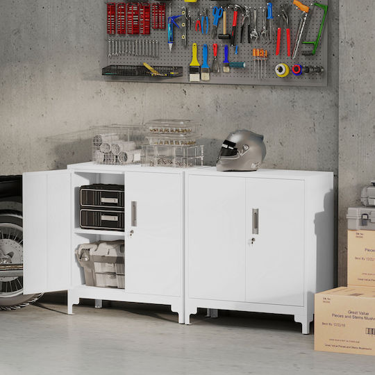 Cabinet de Birou Metalic cu încuietoare Alb 80x35x91cm