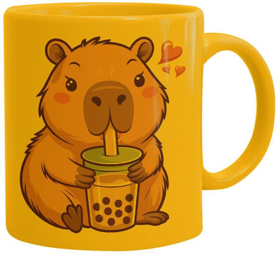 Koupakoupa Capybara Bubble Tea Becher Keramik Gelb 330ml Koupakoupa Capybara Bubble Tea Becher Keramik Gelb 330ml