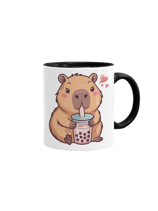 Koupakoupa Capybara Bubble Tea Mug Ceramic Blac...