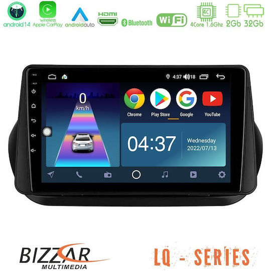 Bizzar Ηχοσύστημα Αυτοκινήτου για Peugeot Bipper Fiat Fiorino / Qubo Citroen Nemo 2008 (Bluetooth/USB/WiFi/GPS/Apple-Carplay/Android-Auto) με Οθόνη Αφής 10"