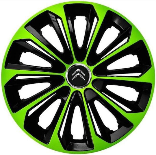 Set Capace De Roți Auto 15" Compatibilitate Citroen 4 Bucăți Verzi