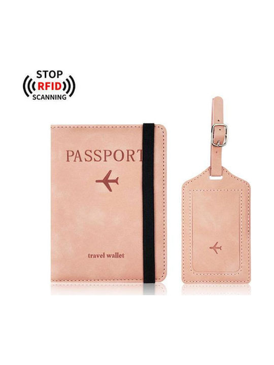 Dünne Leder Reisepasshülle Pu Kombinations-Etikett Gepäck RFID Brieftasche Reise-Passorganizer Rosa