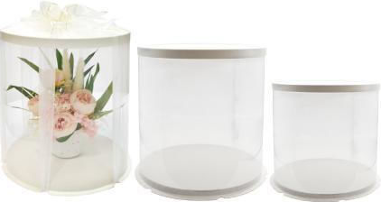 Cutie Naș Hârtie Albă Bază Folie Transparentă Rotundă Φ35cm 1 Bucată
