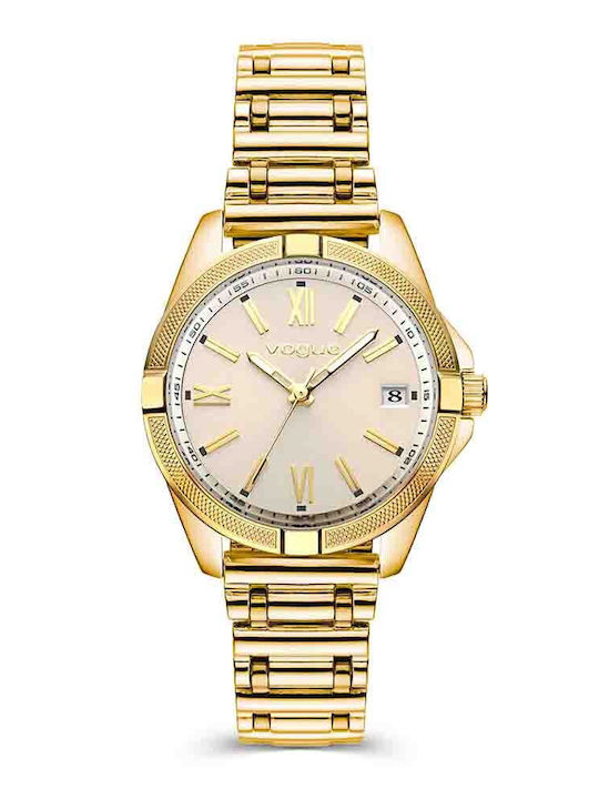 Vogue Mini Γυναικείο Ρολόι 34mm Μπαταρίας με Χρυσό Ατσάλινο Μπρασελέ