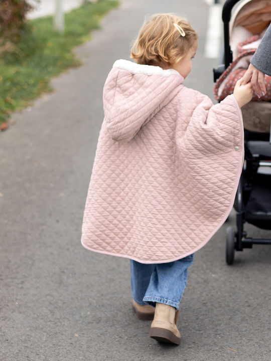Παιδικό Casual Μπουφάν Μακρύ με Κουκούλα Blush Pink