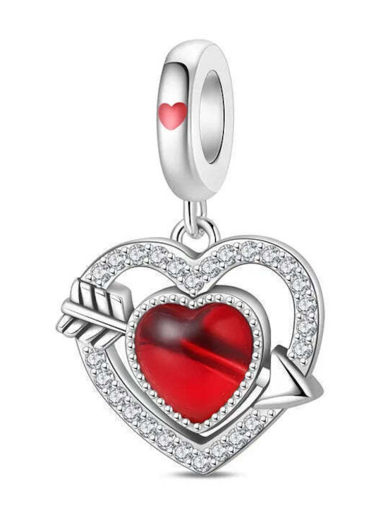 Charmy Charm Сърце от Сребро с Червен Зиркон