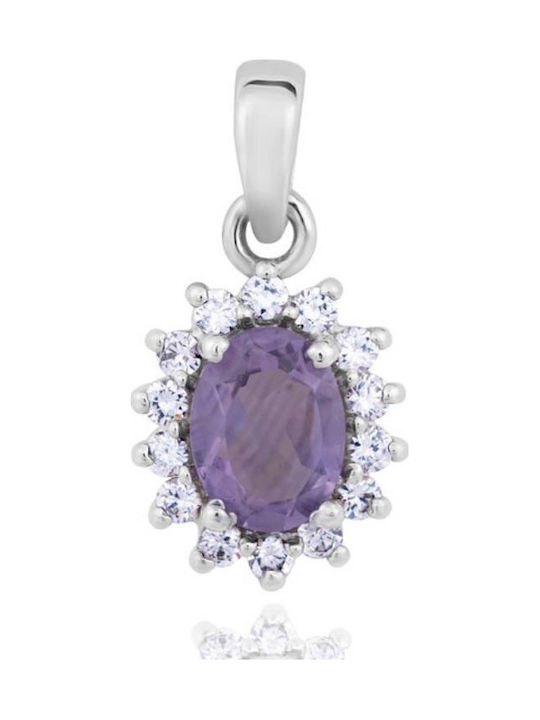 Prince Silvero Charm Rosetă Din Argint Cu Zircon Violet