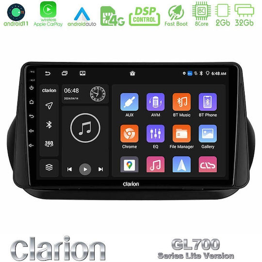 Clarion Ηχοσύστημα Αυτοκινήτου για Peugeot Bipper Fiat Fiorino / Qubo Citroen Nemo 2008 (Bluetooth/USB/WiFi/GPS/Apple-Carplay/Android-Auto) με Οθόνη Αφής 10"