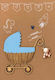 Greeting Card "...waaah.." Baby Boy Stroller