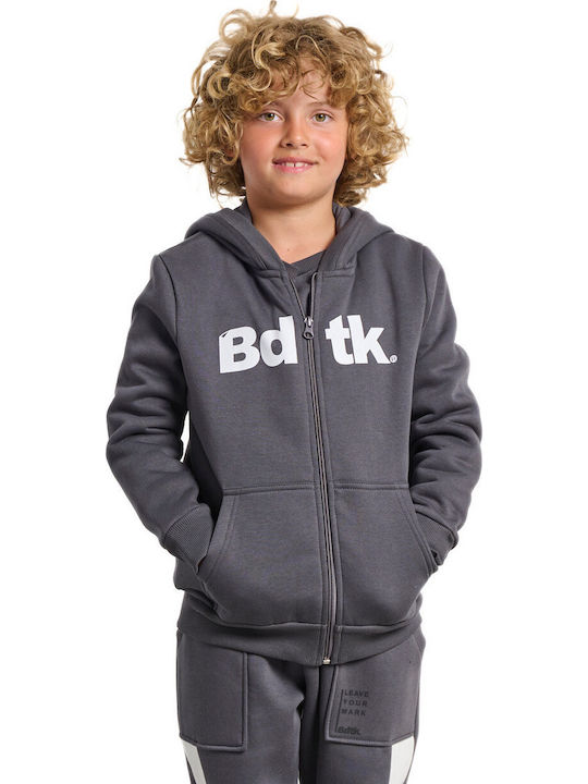 Kids Sweatshirt Fleece Hooded Cardigan with Pockets Grey
