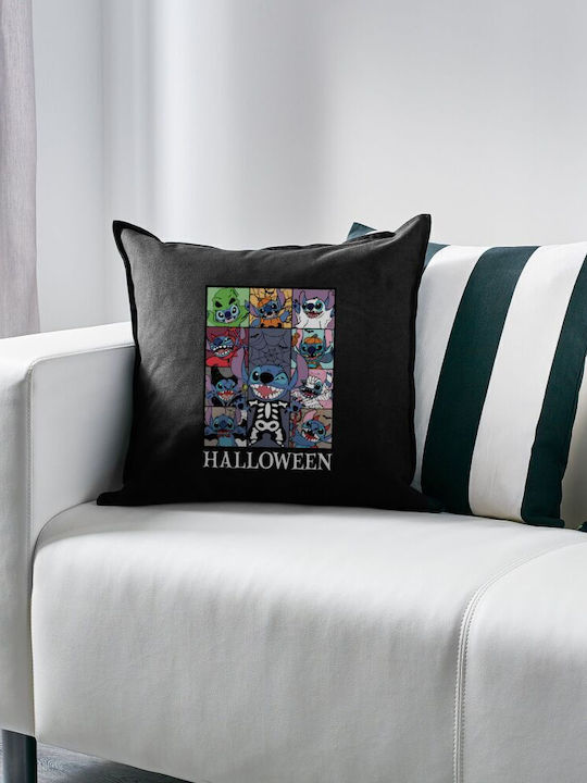 Stitch Halloween Μαξιλάρι Καναπέ Μαύρο 100% Βαμβάκι Περιέχεται Γέμισμα 50x50cm