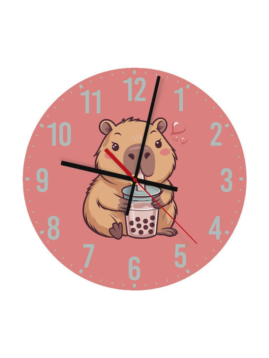 Koupakoupa Детски стенен часовник Capybara Bubble Tea Дърво 30εκ.