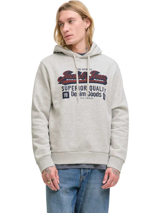 Jack & Jones Φούτερ με Κουκούλα White Melange C...
