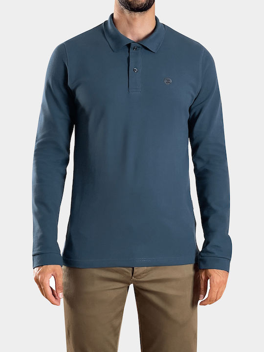3Guys Polo Bluza Mânecă Lungă Albastru Indigo