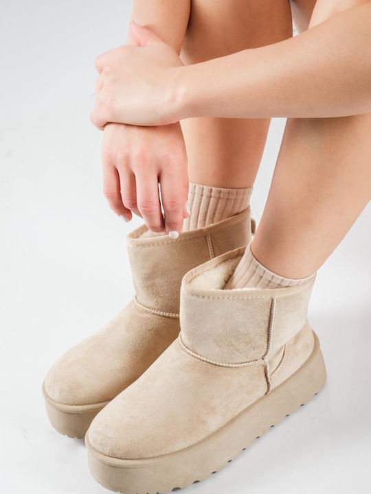 The Shoemart Stiefeletten Damen mit Pelz Beige