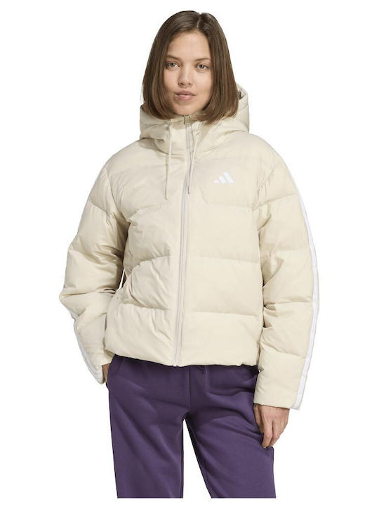Essentials Damen Puffer Jacke für Winter Beige