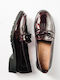 Patent Leather Women's Loafers in Burgundy Color