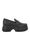 Leder Damen Loafers in Schwarz Farbe