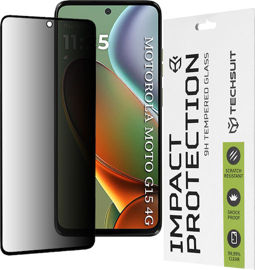 Techsuit Voller Leim Datenschutz Vollflächig gehärtetes Glas (Motorola Moto G15 / G15 Power / G17 / G17 Power)