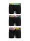 Herren Boxershorts Black mit Mustern 3Packung